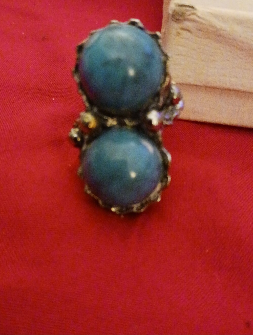 Blue Stone Double-Bead Statement Ring - Women Jewelry